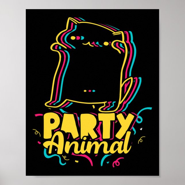 Finny Party Animal Disco Dancing Cat Meme Poster (Framsidan)