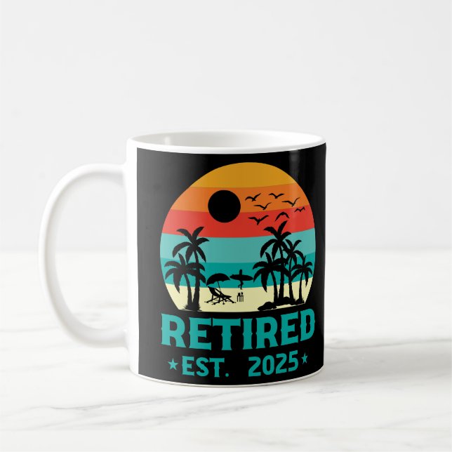 Finny Pension 2025 Vintage Beach Handflatan Träd Kaffemugg (Vänster)
