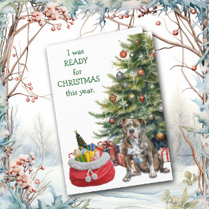 Finny Pitbull-Redot Hund till jul Helgkort