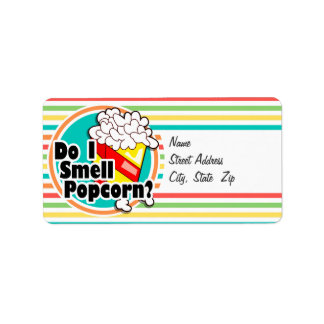 Finny Popcorn, Bright Rainbow Rand Adressetikett