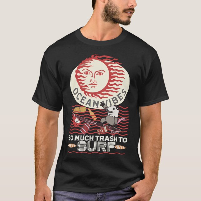 Finny Possum Opossum Jorddag Ocean Sopor Sur T Shirt (Framsida)