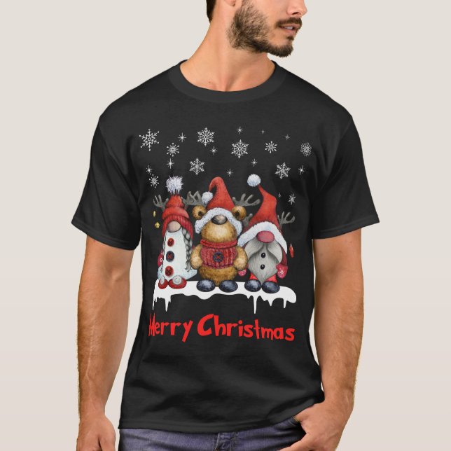 Finny Reindeer Gnomes jul T Shirt (Framsida)