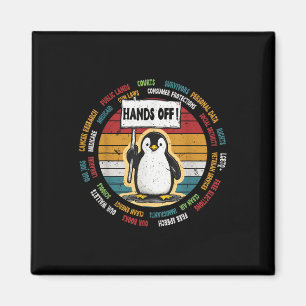 Finny Resistant Penguin Protest against Tariffs Re Magnet