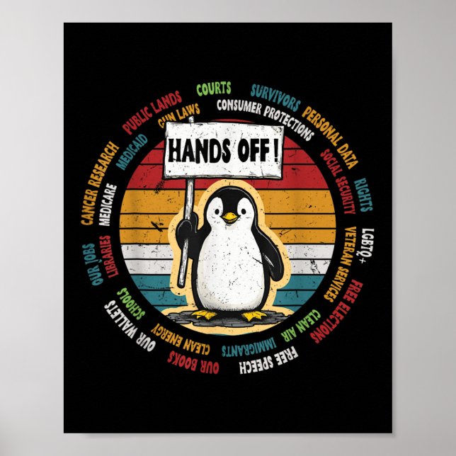 Finny Resistant Penguin Protest against Tariffs Re Poster (Framsidan)
