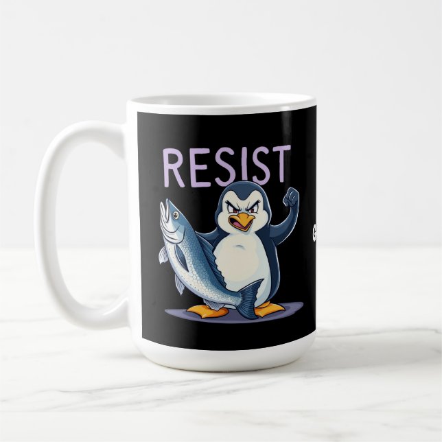 Finny Resistens Penguin-protesten mot tariffer Kaffemugg (Vänster)