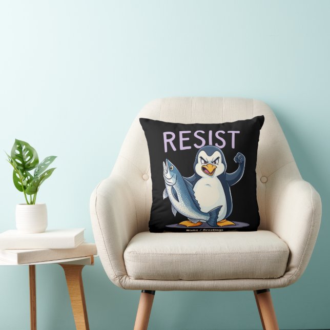 Finny Resistens Penguin-protesten mot tariffer Kudde (Stol)