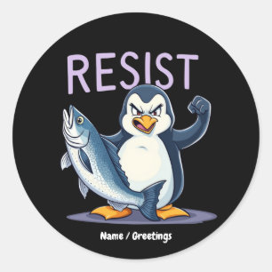 Finny Resistens Penguin-protesten mot tariffer Runt Klistermärke