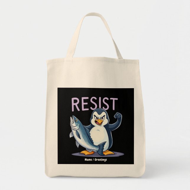 Finny Resistens Penguin-protesten mot tariffer Tygkasse (Framsidan)