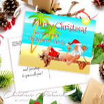 Finny Santa Beach-julhälsningar Vykort<br><div class="desc">Sprid helgdag cheer med en snopp med vårt vackra julhälsningskort. Det här unika kortet, designat med kärlek av Mylini Design, har en glad jultomte som njuter av sin lilla helgdag på en solig strand. Det här kortet är skapat med hjälp av vibrant färg och detaljerad grafik, och kommer säkert att...</div>