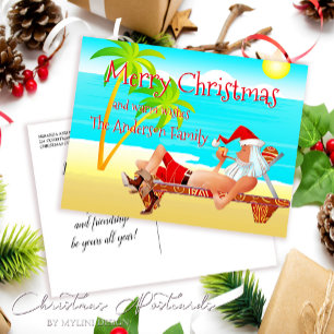 Finny Santa Beach-julhälsningar Vykort