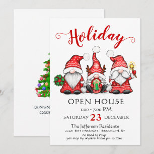 Finny Santa Gnomes jul - Helgdag Open House Inbjudningar