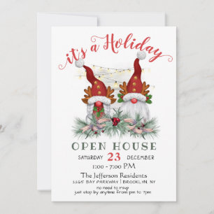 Finny Santa Gnomes jul - Helgdag Open House Inbjudningar