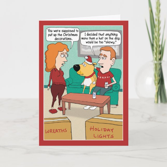 Finny Santa Hat på Hund julkort Helgkort (Framsida)