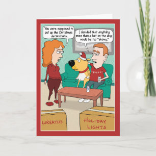 Finny Santa Hat på Hund julkort Helgkort