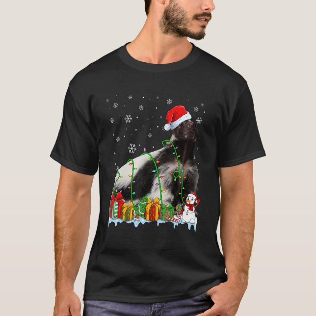 Finny Santa Hat Skunk jul Ljus Animals Lov T Shirt (Framsida)
