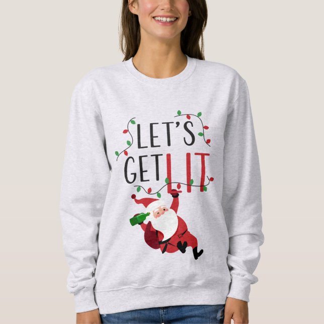 Finny Santa Låt oss Lit jul Slogan T Shirt (Framsida)