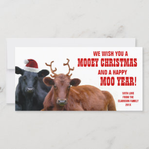 Finny Santa Reindeer Cows Julnötkött Farm Julkort