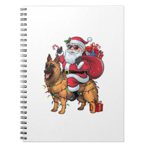 Finny Santa Riding German Shepherd Hund jul Anteckningsbok