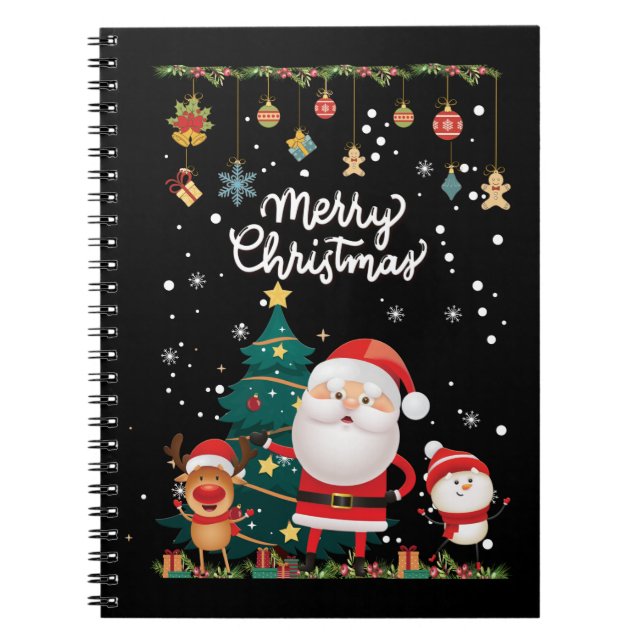 Finny Santa, Snögubbe, Reindeer God jul Anteckningsbok (Framsidan)