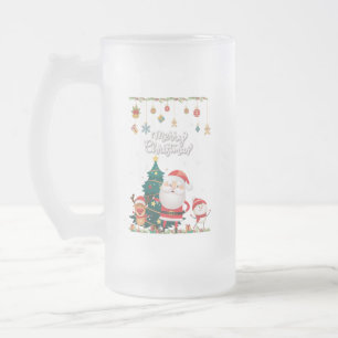 Finny Santa, Snögubbe, Reindeer God jul Frostat Ölglas