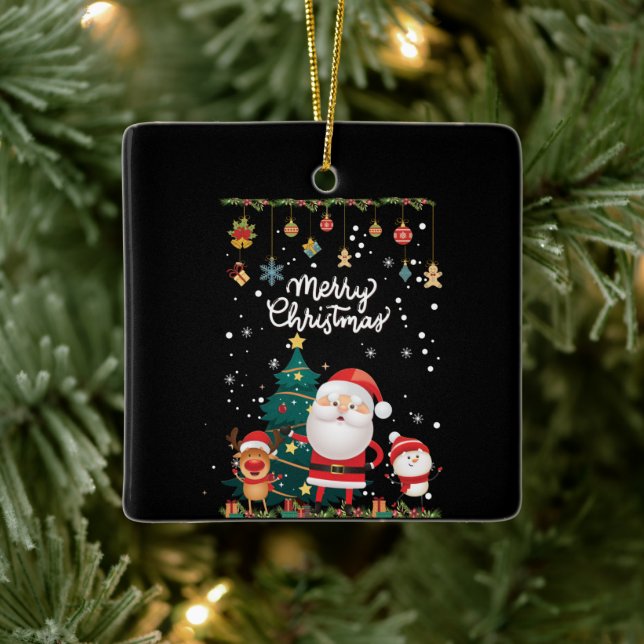 Finny Santa, Snögubbe, Reindeer God jul Julgransprydnad Keramik (Träd)