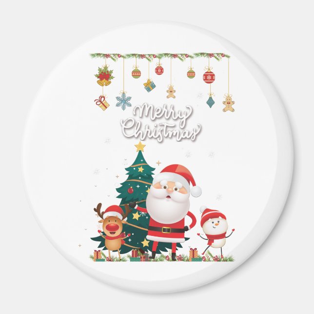 Finny Santa, Snögubbe, Reindeer God jul Magnet (Framsidan)
