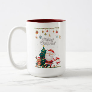 Finny Santa, Snögubbe, Reindeer God jul Två-Tonad Mugg