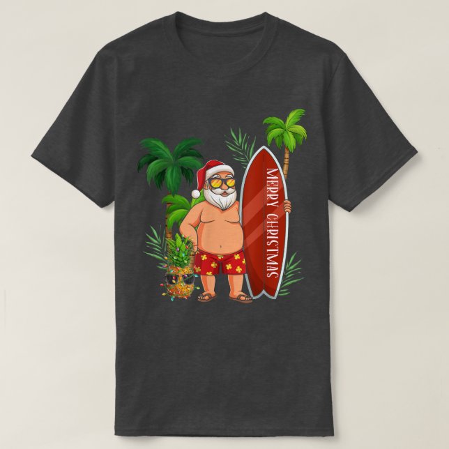 Finny Santa Surfing God jul i juli T Shirt (Design framsida)