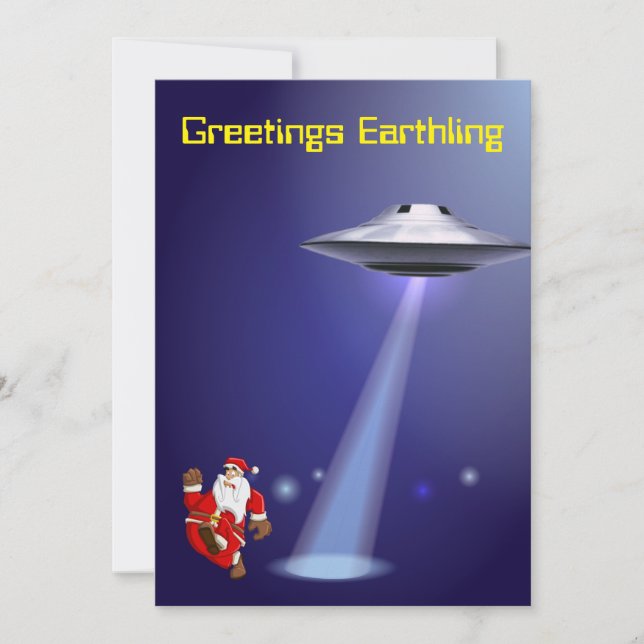 Finny Santa 🎅 🛸 UFO-jul Inbjudningar (Framsida)