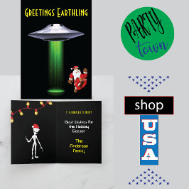 Finny Santa 🎅 🛸 UFO julhälsningskort Tack Kort