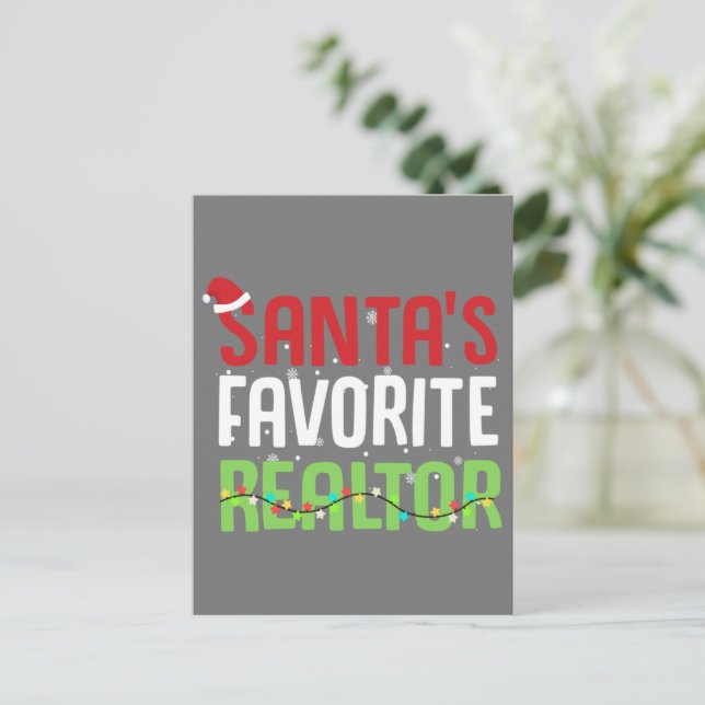 Finny Santa's Favorite Realtor Gods Agent Julafton Vykort (Stående Fram)