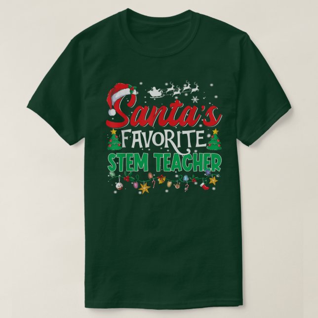 Finny Santa's Favorite Stem Teacher jul Sant T Shirt (Design framsida)
