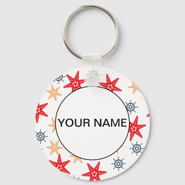 Finny Seastar och styrhjul Mönster Nyckelring (Framsida)