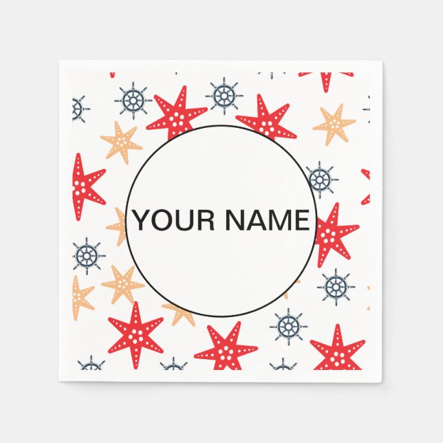 Finny Seastar och styrhjul Mönster Pappersservett (Framsidan)