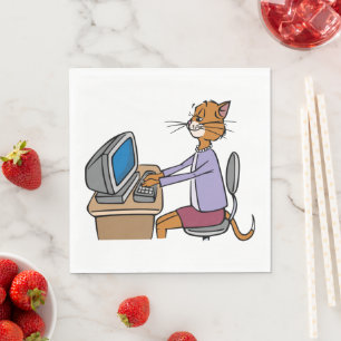 Finny sekreterare Cat Tecknad Kontors humor Pappersservett