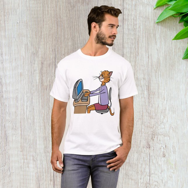 Finny sekreterare Cat Tecknad Kontors humor T Shirt (Skapare uppladdad)