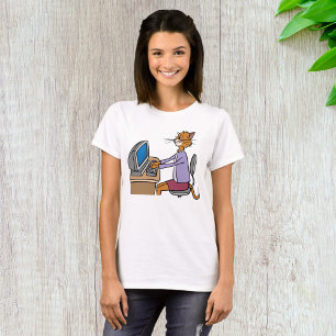 Finny sekreterare Cat Tecknad Kontors humor T Shirt