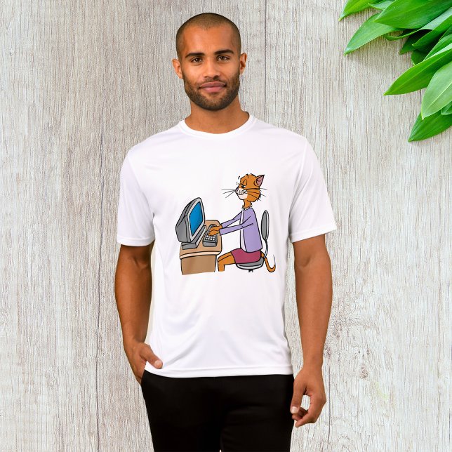 Finny sekreterare Cat Tecknad Kontors humor T Shirt (Skapare uppladdad)