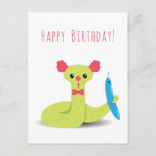 Finny Snake Clown Grattis på födelsedagen vykort