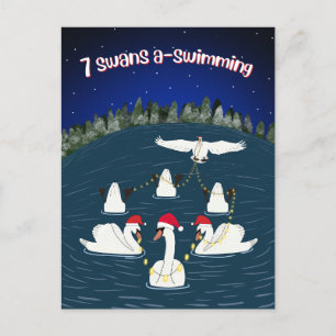 Finny Svanar Swimming 12 juldagar Helg Vykort
