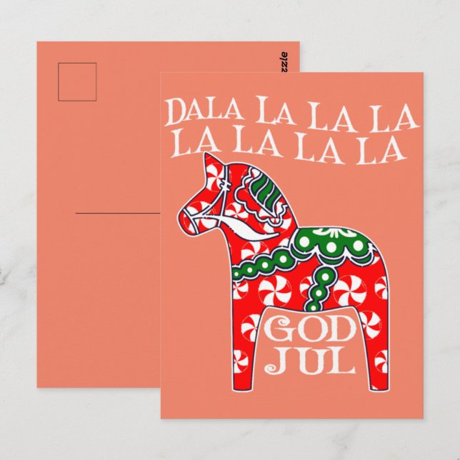 Finny Svenska julhelgen Jul Dala Horse Dalahos Vykort (Fram/baksida)