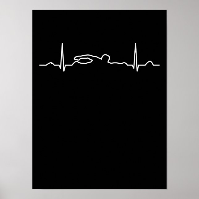 Finny Swimmer Heartslag Apparel, Swimming Fläkt Ma Poster (Framsidan)