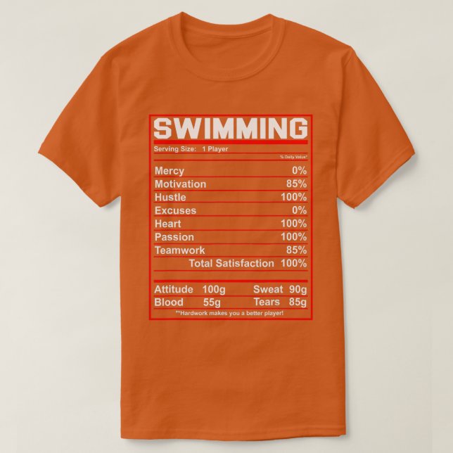 Finny Swimming Nutrition Facts Swimmer T Shirt (Design framsida)