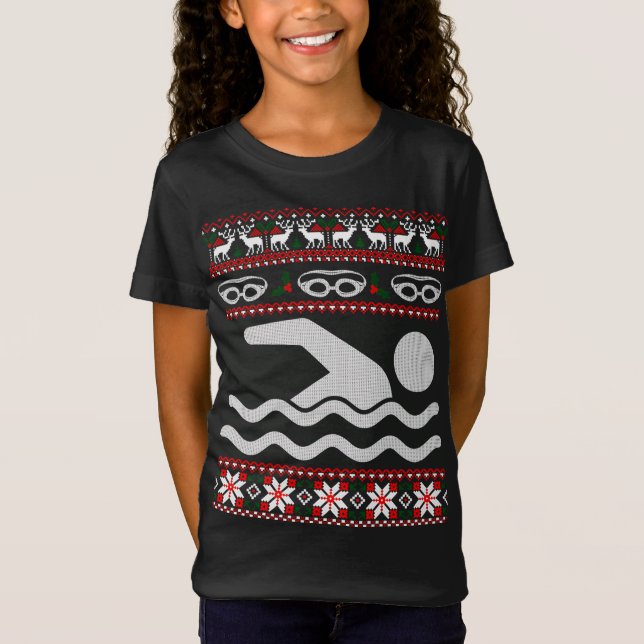 Finny Swimming Ugly jul Sweater T Shirt (Framsida)