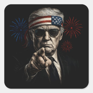 Finny Trump Bukt of USA America 2025 4:e juli 2025 Fyrkantigt Klistermärke