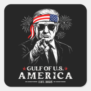 Finny Trump Bukt of USA America 2025 4:e juli 2025 Fyrkantigt Klistermärke