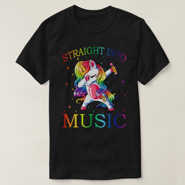 Finny Unicorn Dabbing Rak in MUSIC T-Shirt (Design framsida)