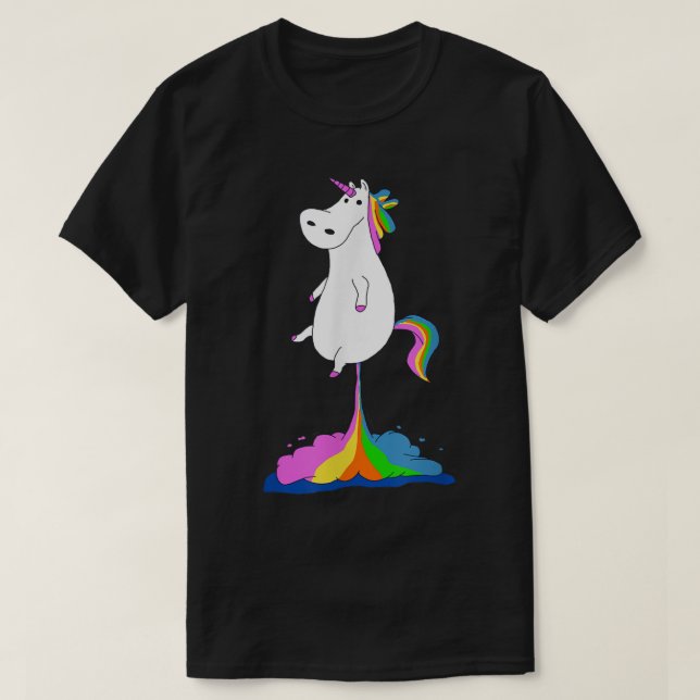 Finny Unicorn Farting Rainbow - Magic Fart Unico T Shirt (Design framsida)