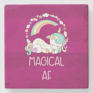 Finny Unicorn Magic AF med Girly Dekorations Underlägg Sten