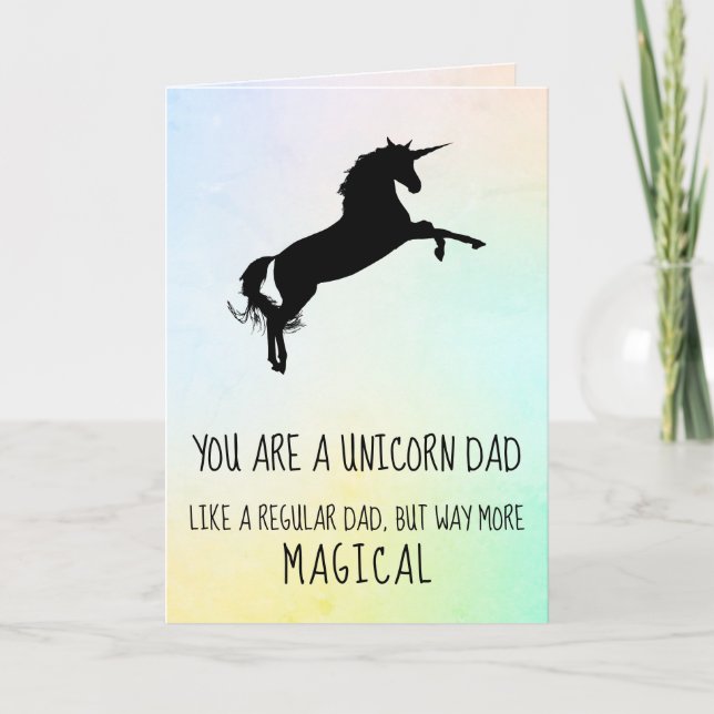 Finny Unicorn Stepfather Fars dag Card Kort (Framsida)